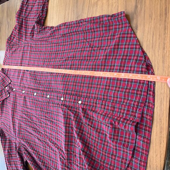 Ralph Lauren Yarmouth Shirt Size 17 Plaid Red Cotton Button Collar Long Sleeve - Picture 6 of 7